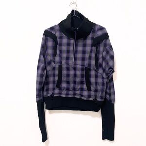 Lululemon Purple/Black Run Reflection Plaid Pullover Hooded Jacket Size 6